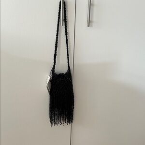 Zara Elegant Black Fringe Mini Bag